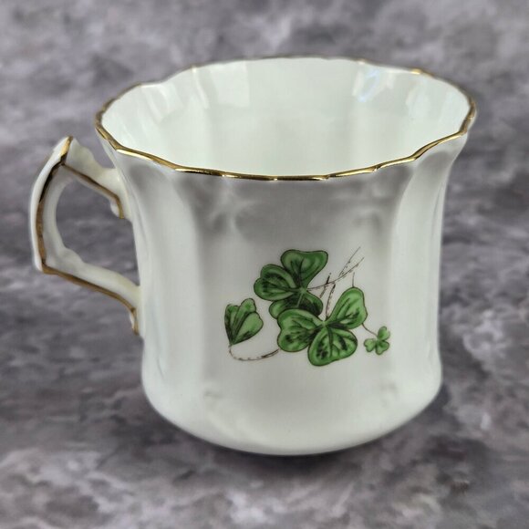 Hammersley & Co Lucky Shamrock Tea Cup & Saucer Bone China Gold Trim Vintage - Picture 12 of 16